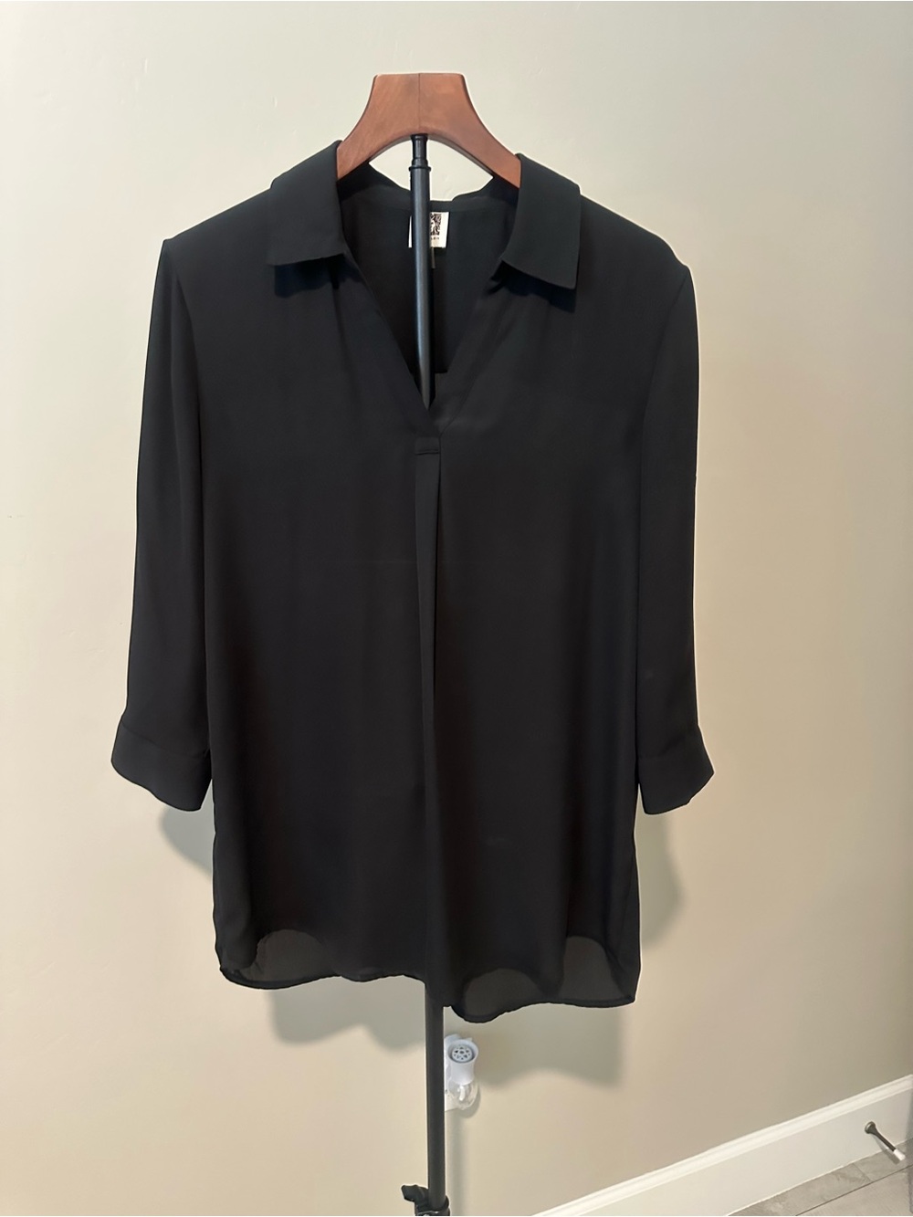 Anne Klein Black V-Neck Blouse